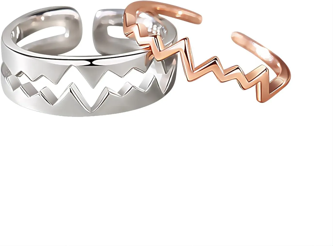 925 Sterling Silver Heartbeat Ekg Rings for Women Men Couples Matching Engagement Wedding Ring Band Sets