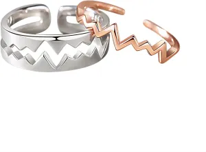 925 Sterling Silver Heartbeat Ekg Rings for Women Men Couples Matching Engagement Wedding Ring Band Sets
