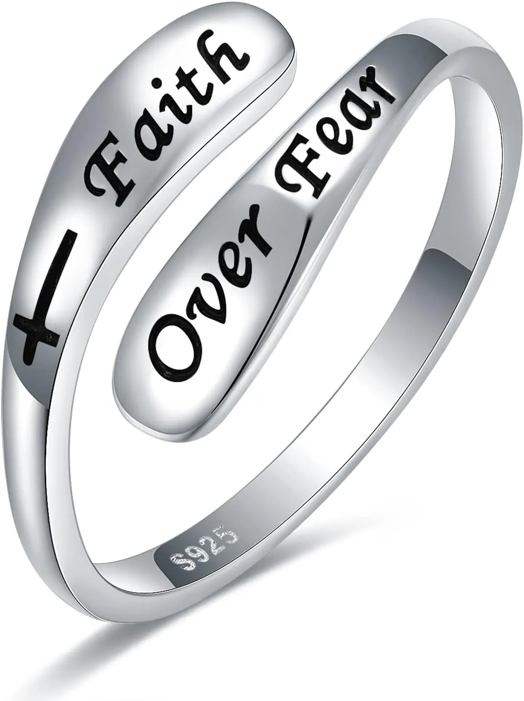 925 Sterling Silver Inspirational Adjustable Rings - Personality Encouragement Jewelry Gift For Women