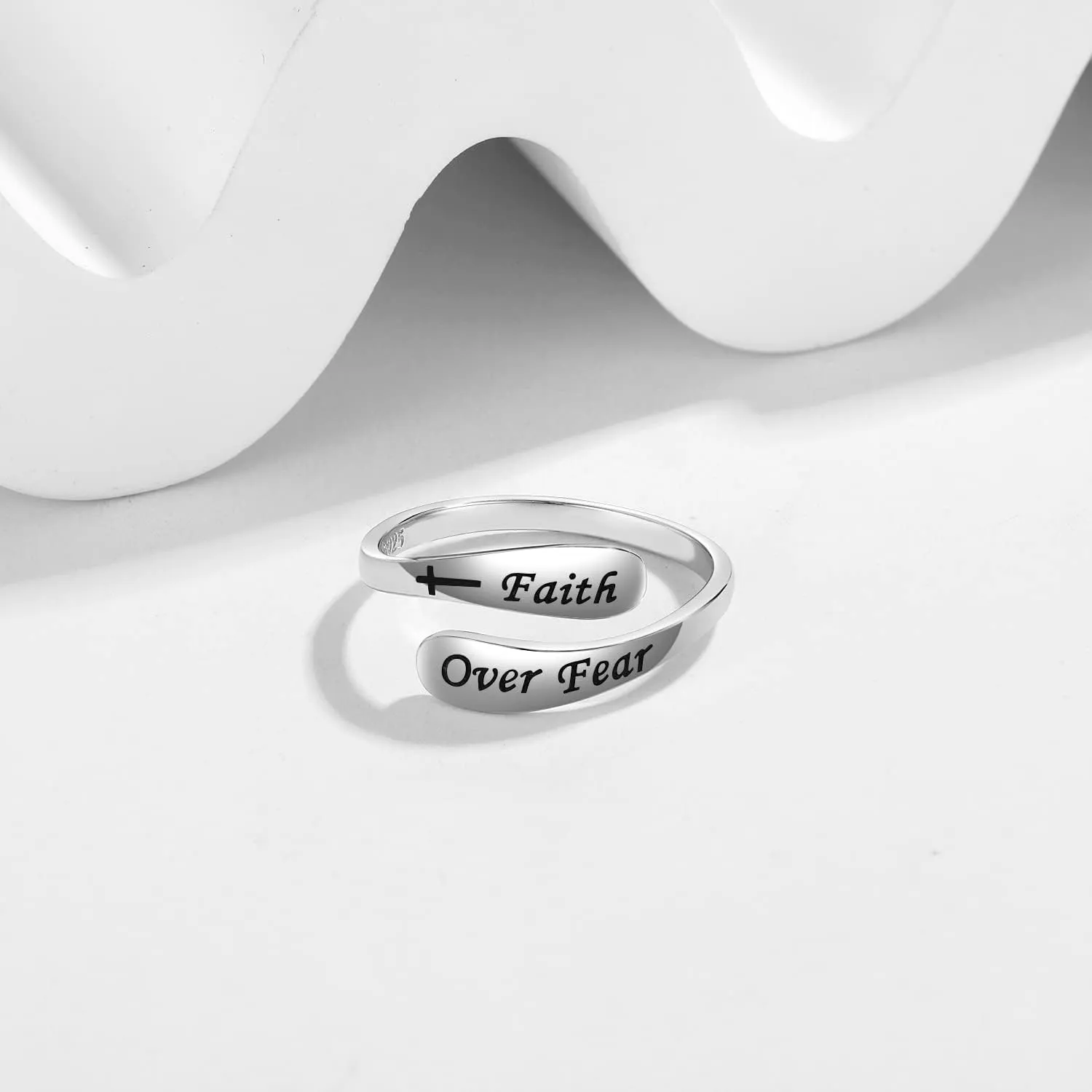 925 Sterling Silver Inspirational Adjustable Rings - Personality Encouragement Jewelry Gift For Women