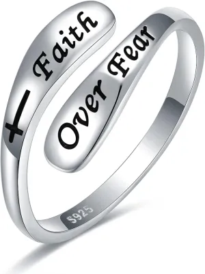 925 Sterling Silver Inspirational Adjustable Rings - Personality Encouragement Jewelry Gift For Women