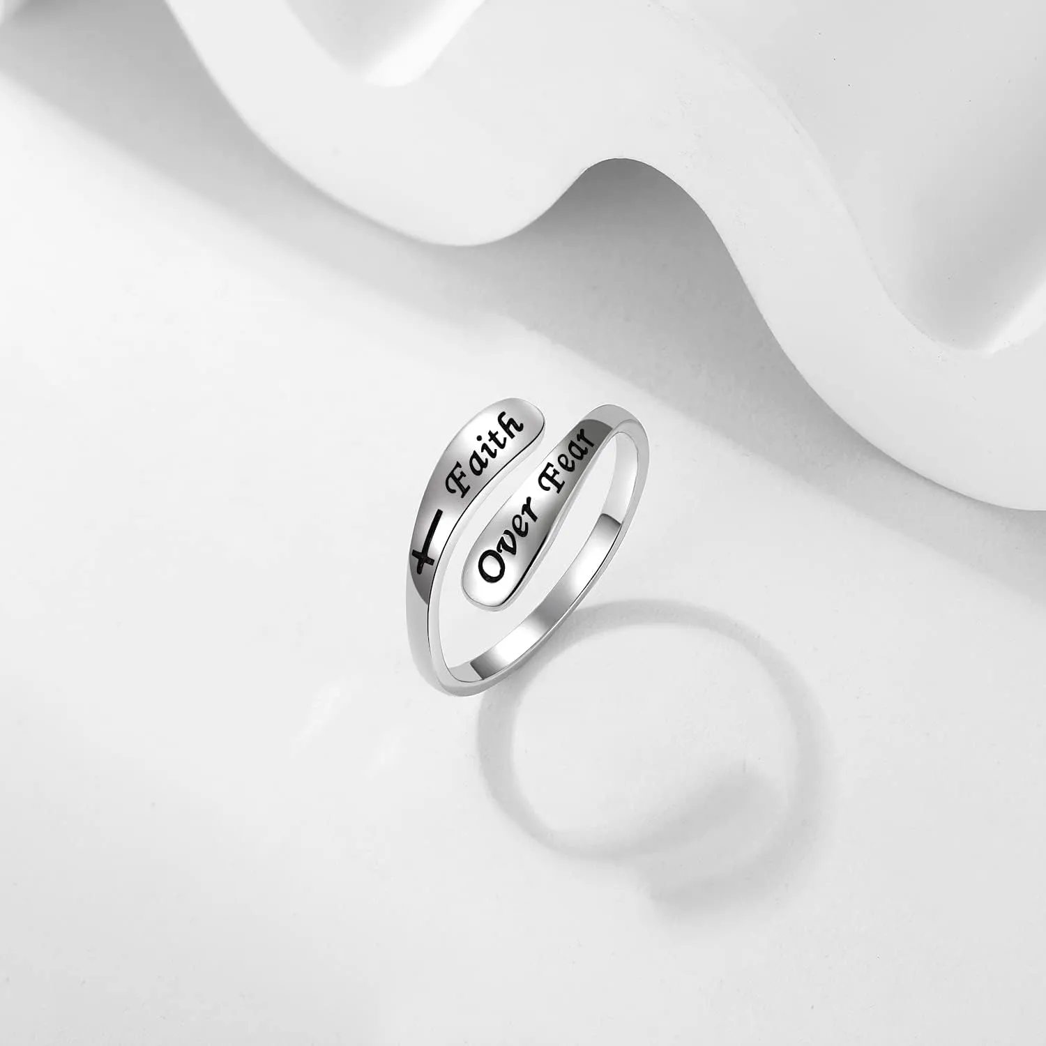 925 Sterling Silver Inspirational Adjustable Rings - Personality Encouragement Jewelry Gift For Women