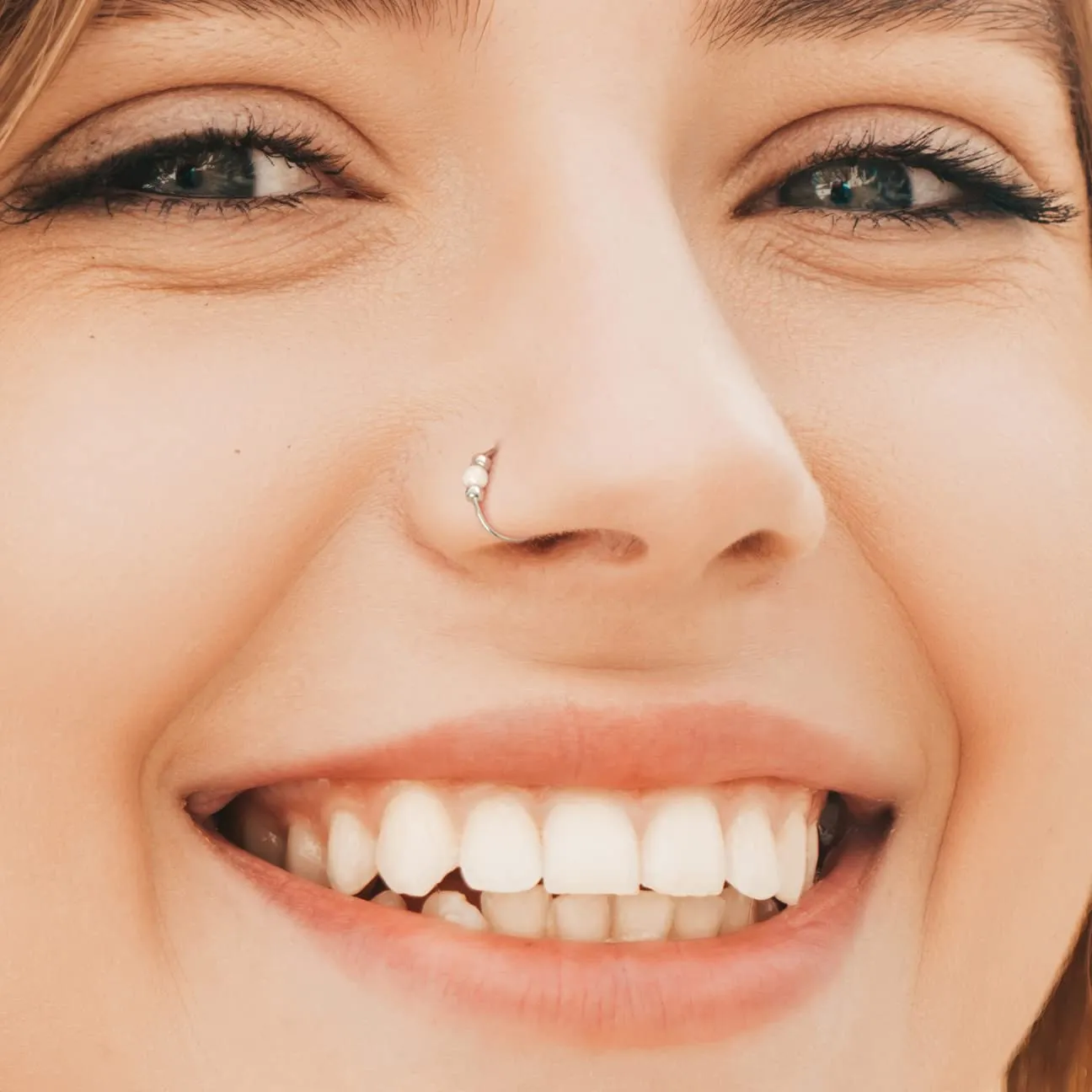 925 Sterling Silver Opal Nose Ring - Thickness 24 Gauge And 7mm Diameter - Silver Nose Ring With 2mm White Opal - Opal Nose Ring For Women
