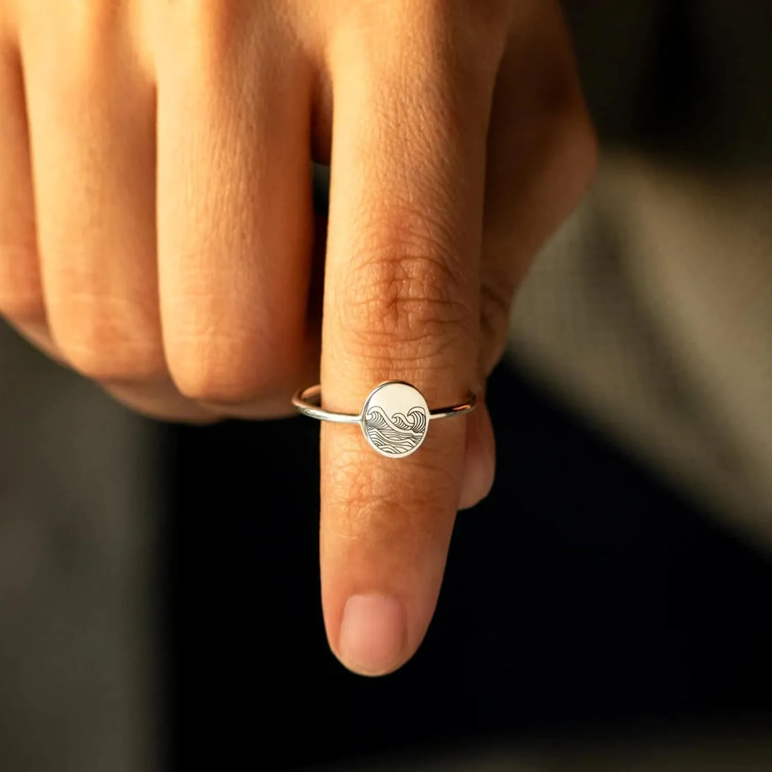 925 Sterling Silver Wave Rings for Women Self Reminder Rings Dainty Minimalism Nature Jewelry Wave Rings To My Daughter Mom Birthday Graduation Gifts for Her