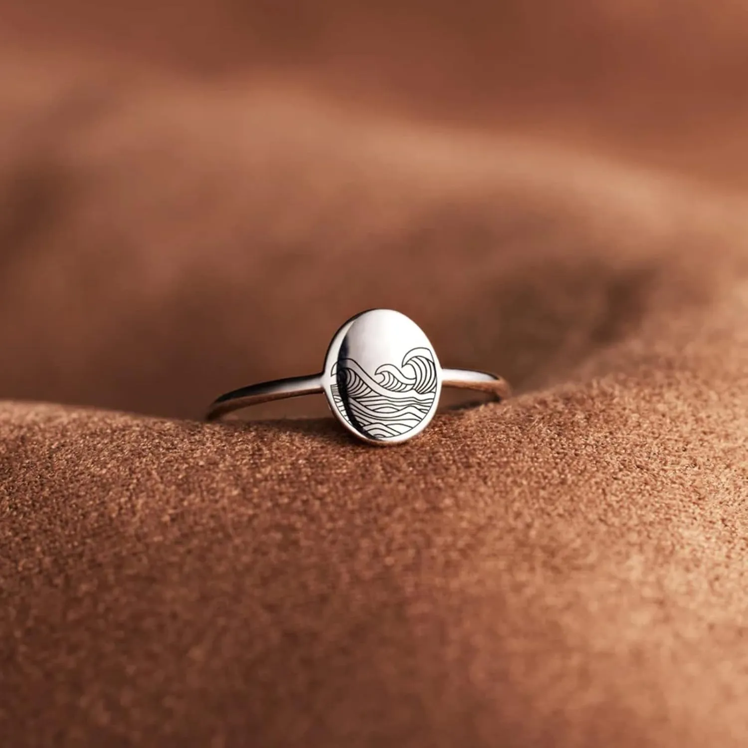 925 Sterling Silver Wave Rings for Women Self Reminder Rings Dainty Minimalism Nature Jewelry Wave Rings To My Daughter Mom Birthday Graduation Gifts for Her