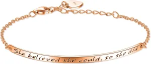 925 Sterling Silver Women Engraved Inspirational Adjustable Bracelet Friendship Sister She Believed She Could So She Did