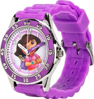 Accutime Dora the Explorer by Nickelodeon Analog Quartz Watch for Kids  Purple Time-Teaching Watch with Easy-Read Dial