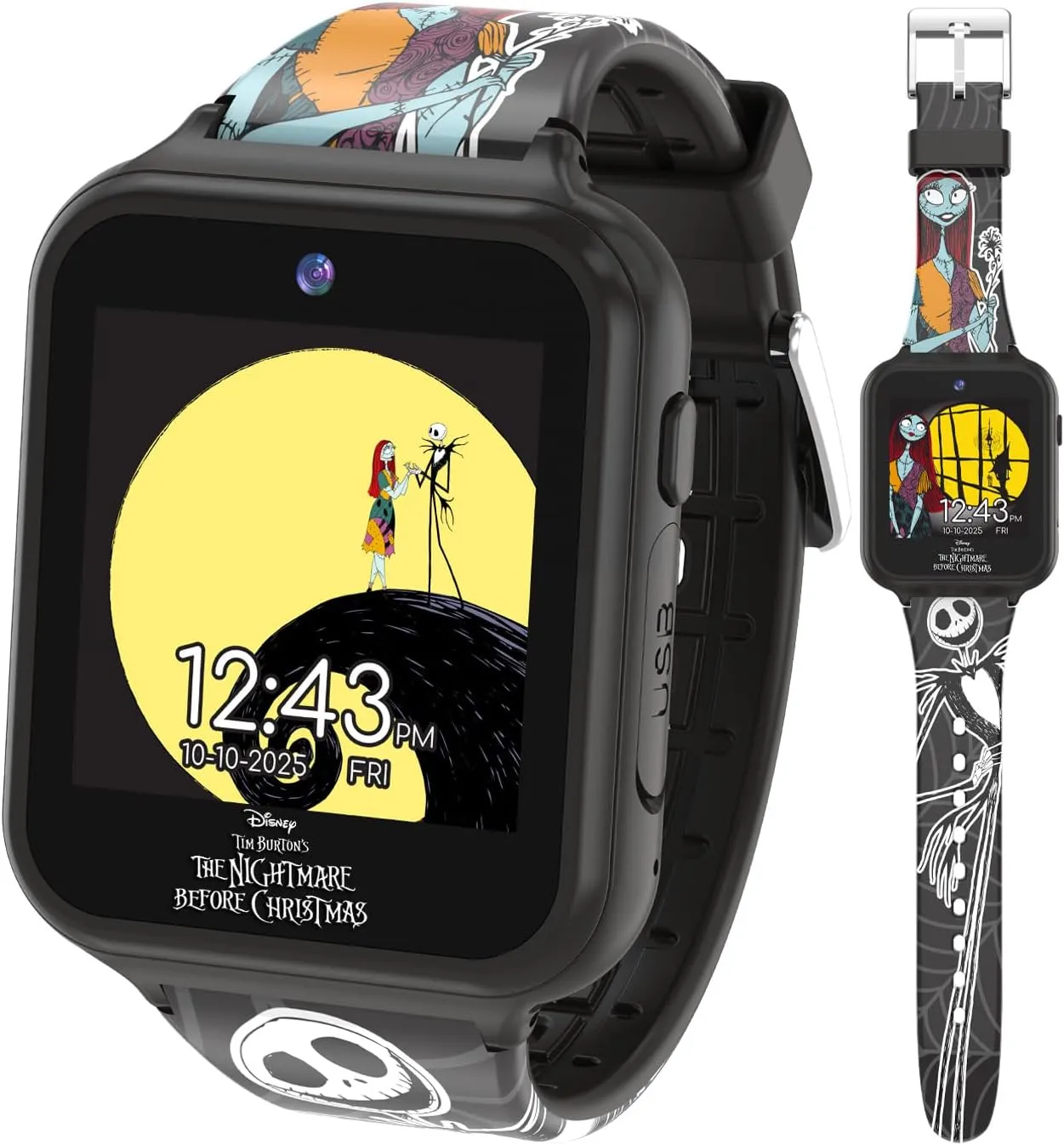 Accutime Nightmare Before Christmas Interactive Smartwatch for Kids - Camera, Games & Fitness Features