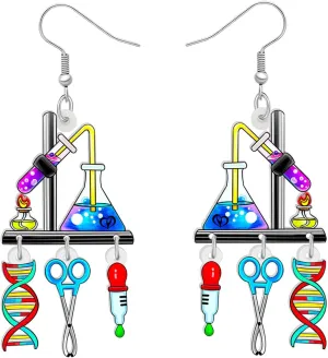 Acrylic Colorful Science Laboratory Microscope Teacher Dangle Earrings for Women Biology Chemistry Teacher Appreciation Jewelry Gifts for Back to school