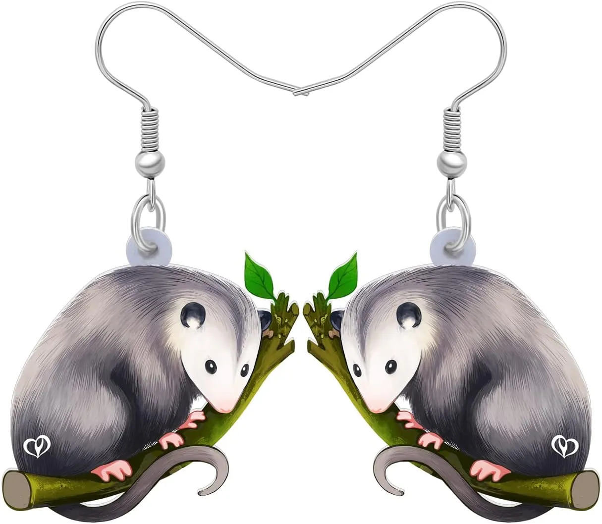 Acrylic Cute Opossum Earrings Weird Mouse Animals Dangle Novelty Jewelry For Women Possum Lovers Gifts
