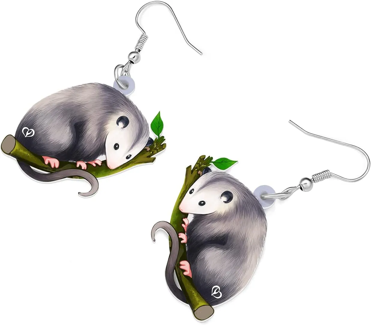 Acrylic Cute Opossum Earrings Weird Mouse Animals Dangle Novelty Jewelry For Women Possum Lovers Gifts