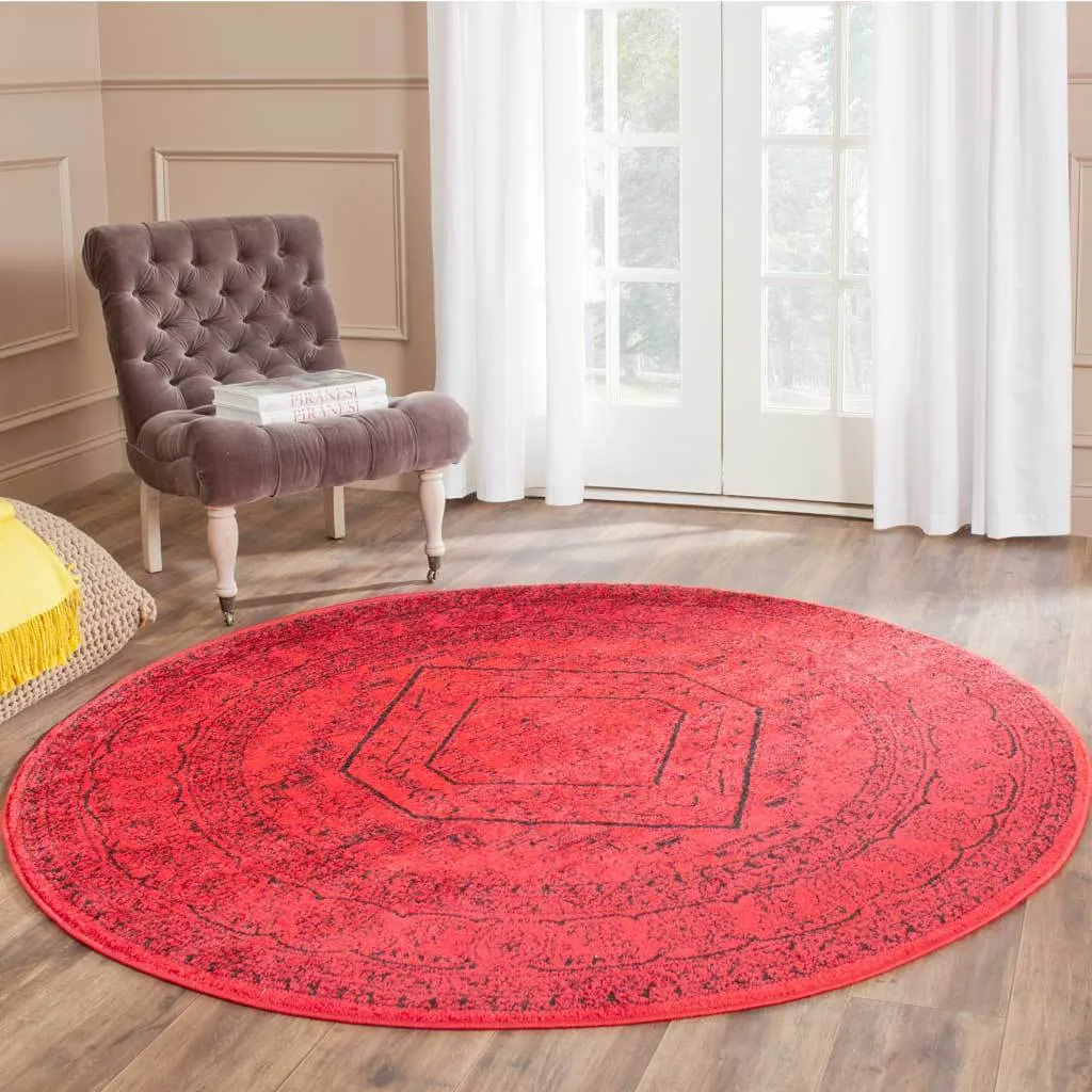 Adirondack Antique Red/Black Round Rug