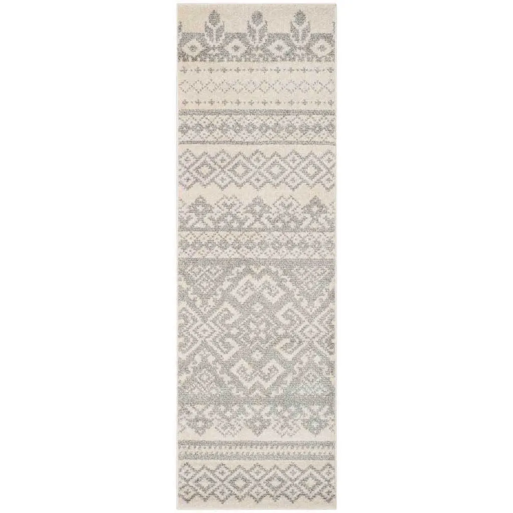 Adirondack Tribal Ivory/Silver Runner Rug