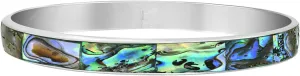 AeraVida Genuine Abalone Shell Warp Stainless Steel Link Bracelet | Abalone Shell Bracelet | Bangle Bracelets for Women | Bangle Bracelet Stainless Steel