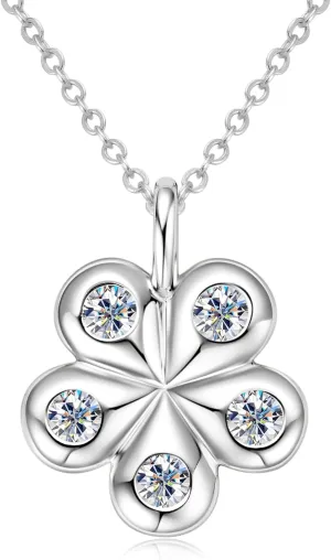 AINUOSHI Dainty Moissanite Petal Flower Necklace for Women 0.5CT D Color VVS Clarity Lab Created Imitation Diamond Pendant Necklace Gold-plated 925 Sterling Silver with Certificate of Authenticity