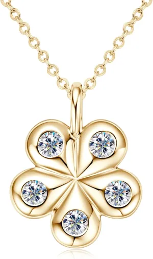 AINUOSHI Dainty Moissanite Petal Flower Necklace for Women 0.5CT D Color VVS Clarity Lab Created Imitation Diamond Pendant Necklace Gold-plated 925 Sterling Silver with Certificate of Authenticity