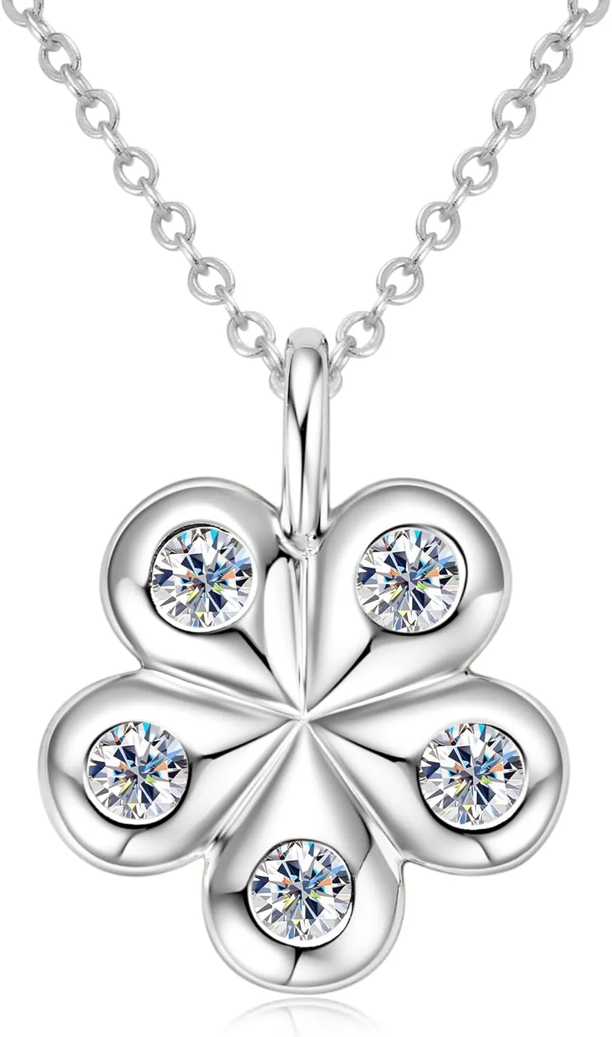 AINUOSHI Dainty Moissanite Petal Flower Necklace for Women 0.5CT D Color VVS Clarity Lab Created Imitation Diamond Pendant Necklace Gold-plated 925 Sterling Silver with Certificate of Authenticity