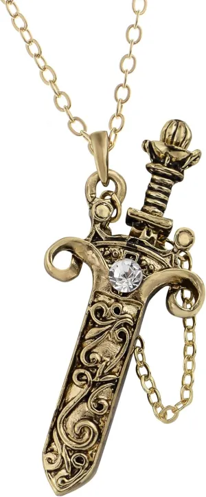 Alilang Antique Fantasy Medieval Renaissance Removable Scabbard Rune Sword Dagger Pendant Necklace
