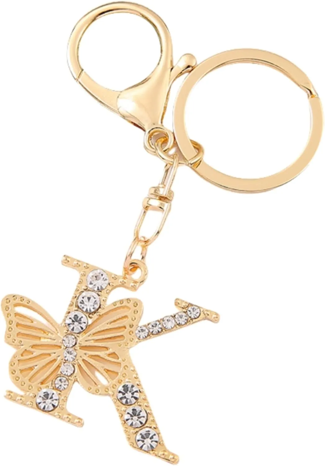 Alphabet Initial Letter Keychain Angel Key Ring for Purse Handbags Women Girl Letter Keychains