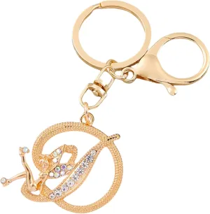 Alphabet Initial Letter Keychain Angel Key Ring for Purse Handbags Women Girl Letter Keychains