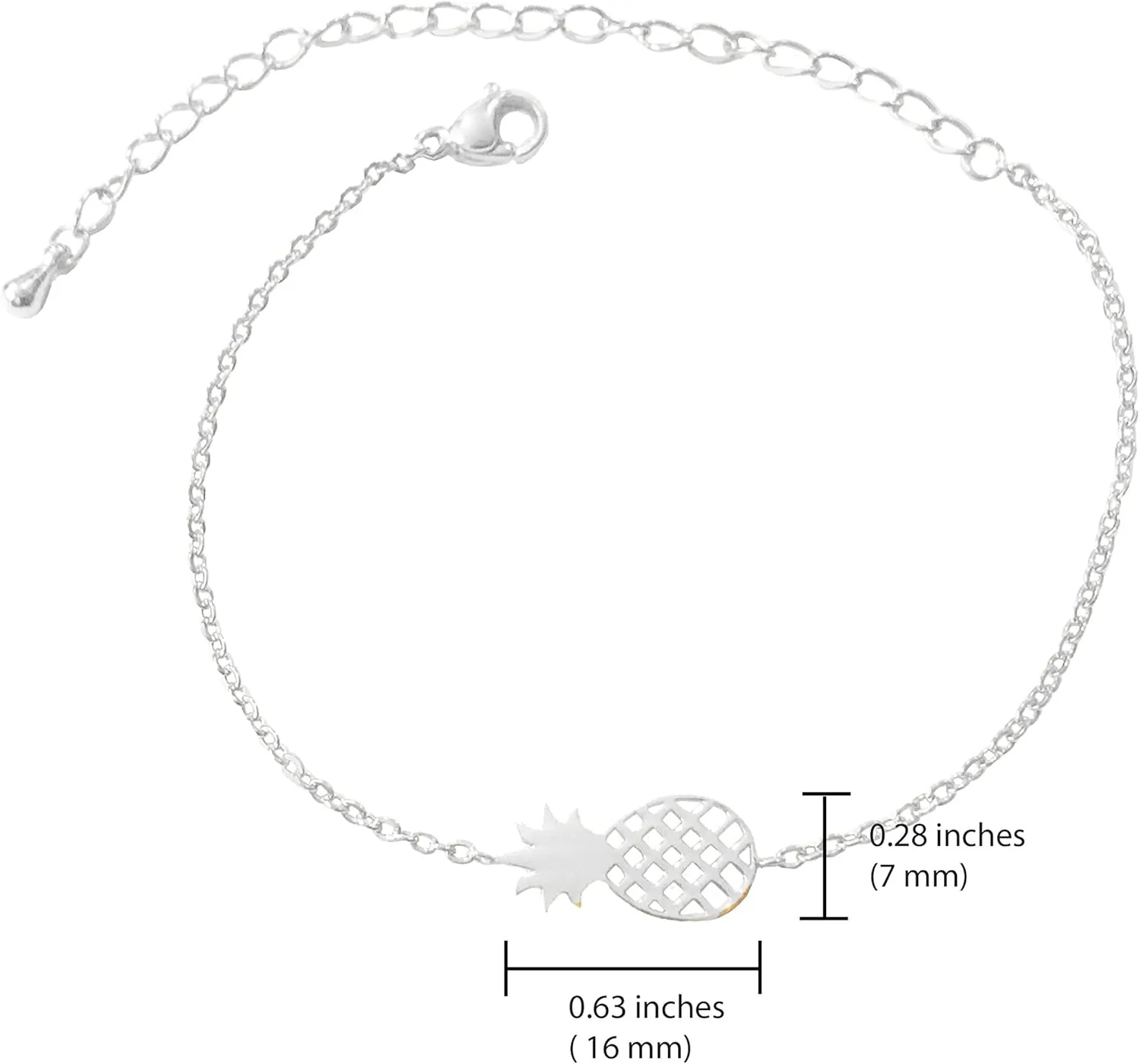 Altitude Boutique Pineapple Bracelet, Hawaii Bracelet Pendant Tropical Bracelet, Hawaii Jewelry (Silver, Gold, Rose Gold)