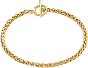 Amazon Essentials 14k Gold Plated or Silver Plated Braided Chain Bracelet 7.5"