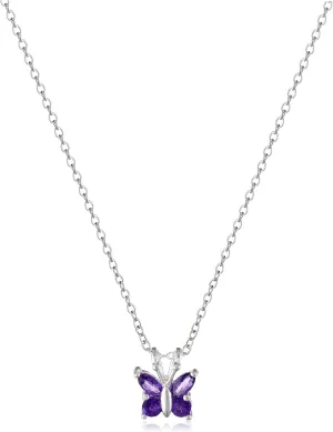 Amazon Essentials Sterling Silver Gemstone Butterfly Pendant Necklace, 18" (previously Amazon Collection)