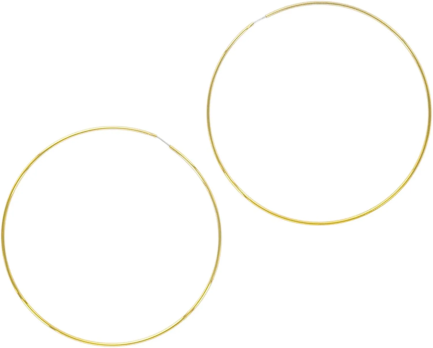 And Lovely 14K Gold or Rhodium Plated Thin Endless Hoop Earrings - Lightweight Wire Hoops