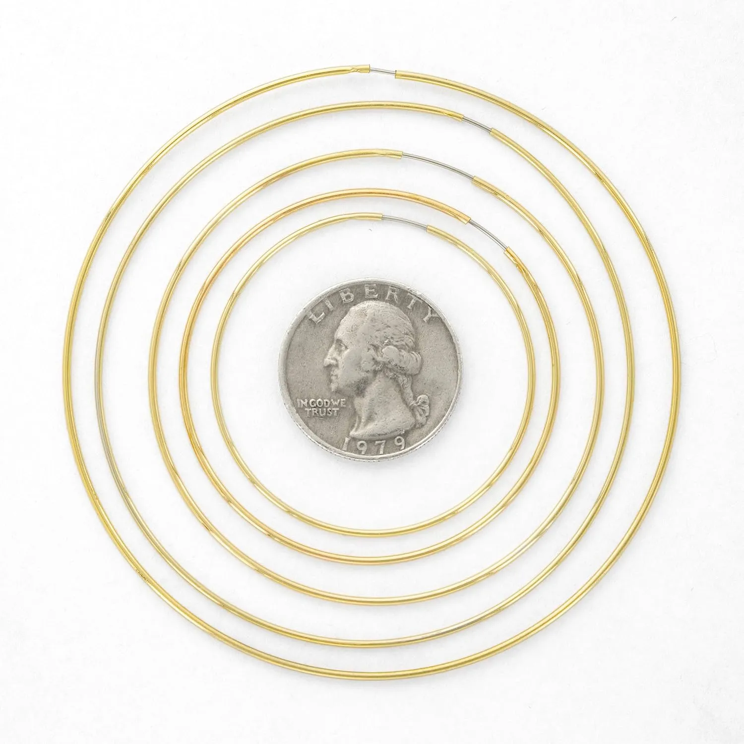 And Lovely 14K Gold or Rhodium Plated Thin Endless Hoop Earrings - Lightweight Wire Hoops