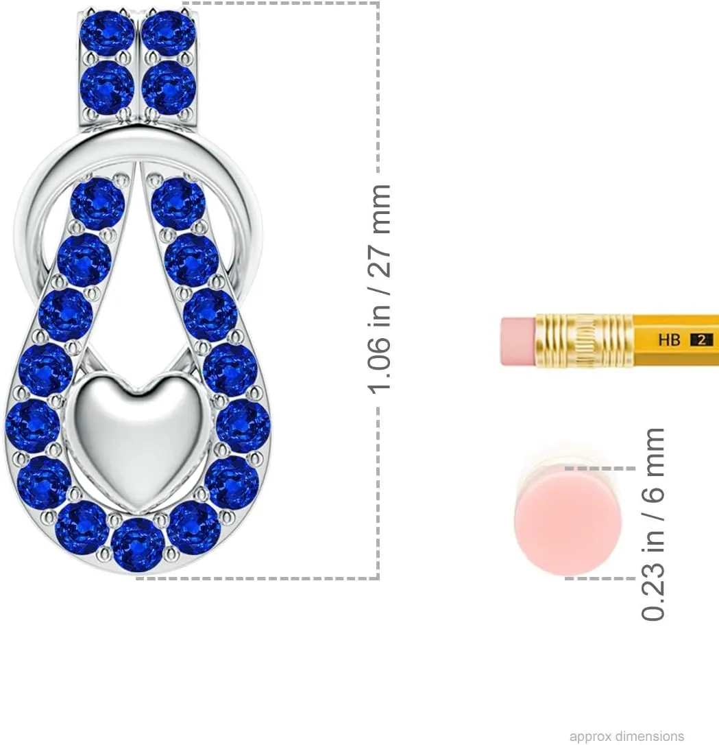 Angara Lab Grown Blue Sapphire Infinity Knot Pendant with Puffed Heart in 14K Solid Gold/Platinum | September Birthstone, Birthday, Engagement, Anniversary, Wedding Jewelry Gift for Women