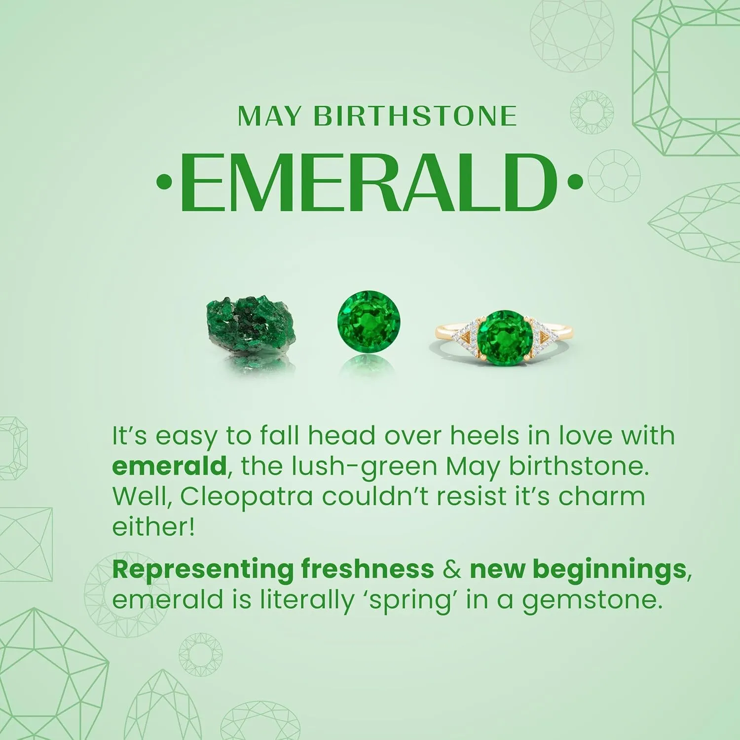 Angara Lab Grown Round Emerald Solitaire Engagement Ring in Silver / 14K Solid Gold/Platinum | May Birthstone, Birthday, Anniversary, Wedding Jewelry Gift for Women