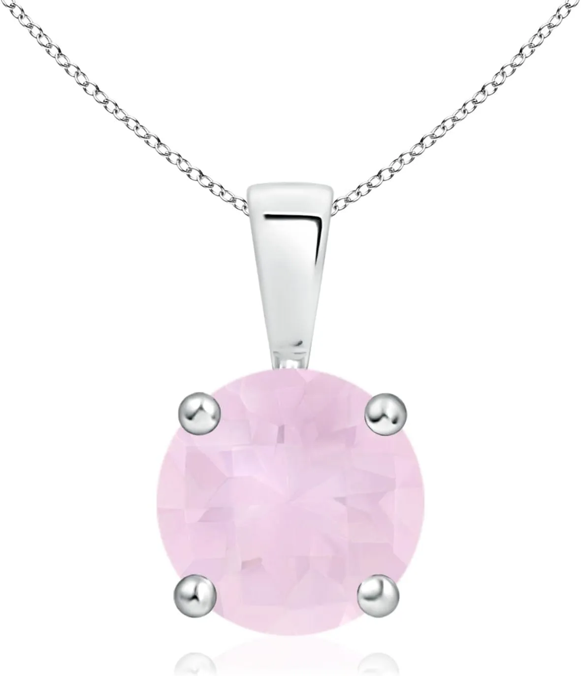Angara Natural 1.7 Ct Rose Quartz Solitaire Pendant Necklace for Women in Platinum (Grade-AA | Size-8mm) | Birthday, Anniversary, Wedding Jewelry Gift For Women