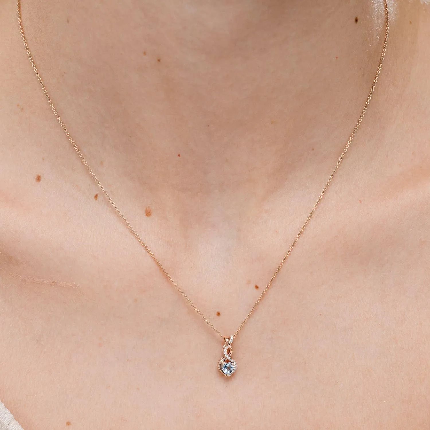 Angara Natural Aquamarine Infinity Heart Pendant with Diamonds in Silver / 14K Solid Gold/Platinum | March Birthstone, Birthday, Engagement, Anniversary, Wedding Jewelry Gift for Women