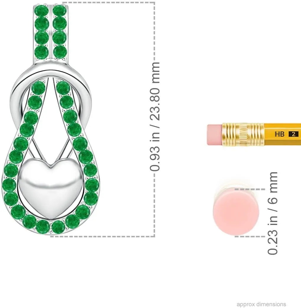 Angara Natural Emerald Infinity Knot Pendant with Puffed Heart in 14K Solid Gold/Platinum | May Birthstone, Birthday, Engagement, Anniversary, Wedding Jewelry Gift for Women