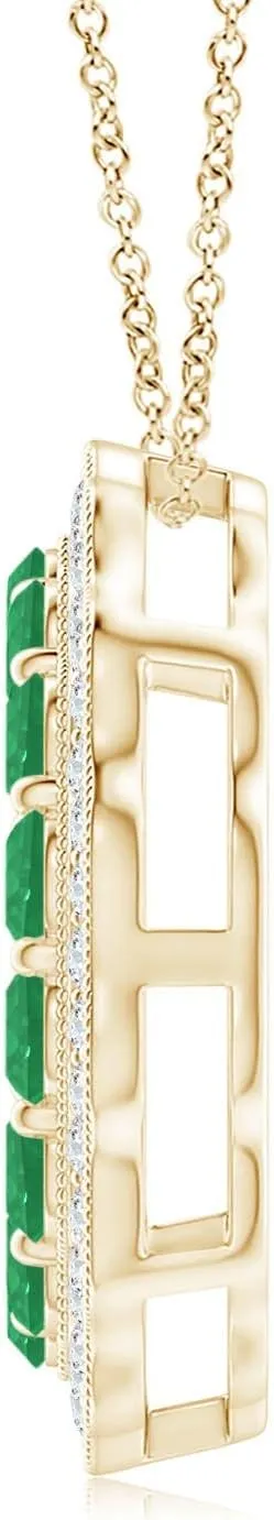 Angara Natural Emerald Pendant Necklace for Women in 14K Solid Gold | May Birthstone, Birthday, Engagement, Anniversary, Wedding Jewelry Gift for Women