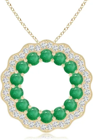 Angara Natural Emerald Pendant Necklace for Women in 14K Solid Gold | May Birthstone, Birthday, Engagement, Anniversary, Wedding Jewelry Gift for Women