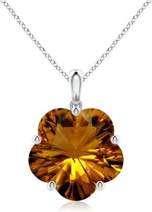 Angara Natural GIA Certified Solitaire Five-Petal Flower 9.3 ct Citrine Pendant in 14K Solid Gold/Platinum for Women | November Birthstone Jewelry Gift for Women