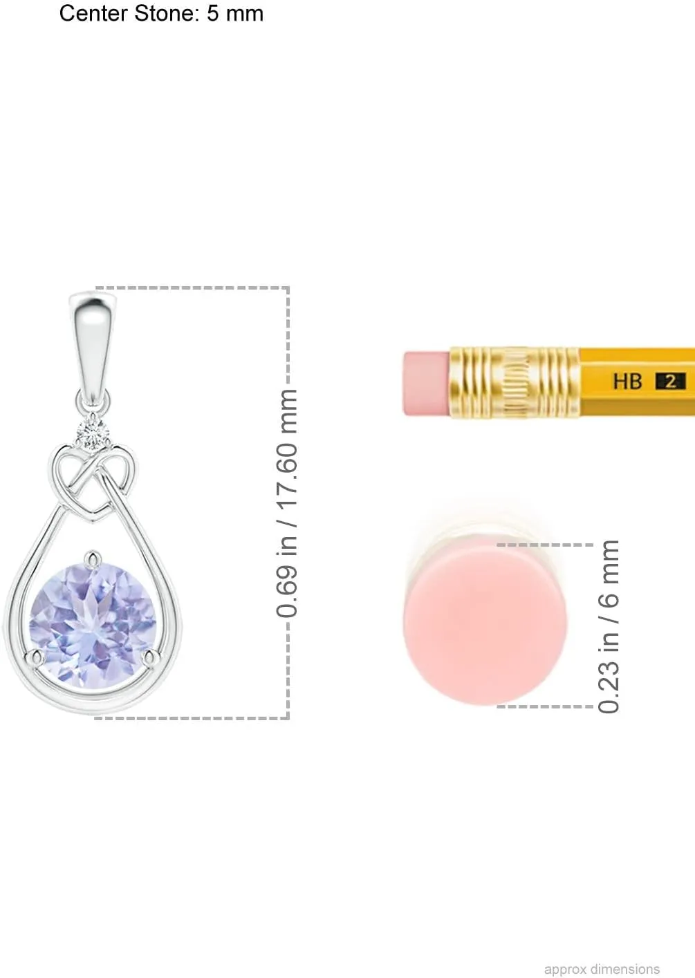 Angara Natural Tanzanite Knotted Heart Pendant with Diamond in Silver / 14K Solid Gold/Platinum | December Birthstone, Birthday, Engagement, Anniversary, Wedding Jewelry Gift for Women