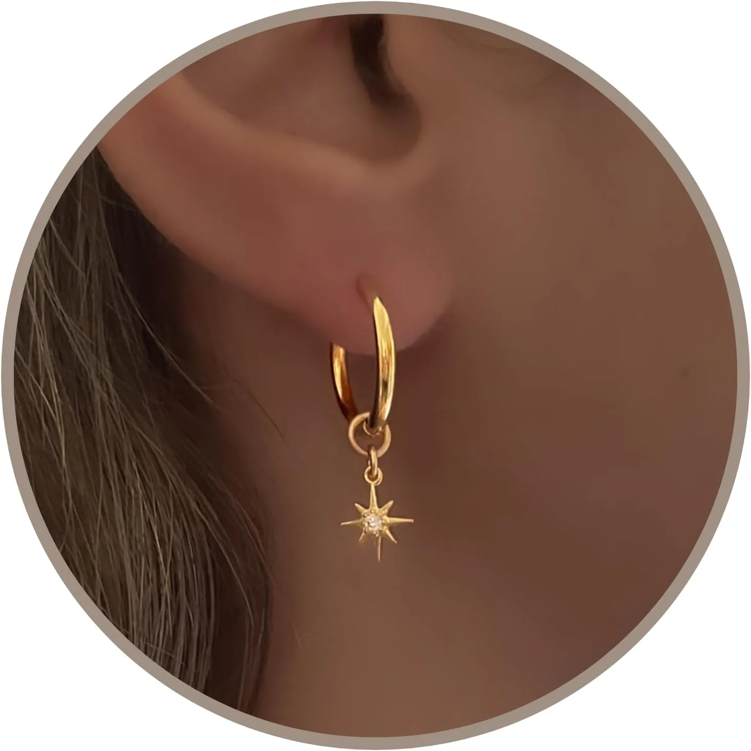 Annika Bella Earrings for Women Trendy - Gold Huggies with Charms Star/Pearl/Coin, Cute Dangle Hoops Small, Dainty Huggie Hoop Earrings, Gold Jewelry
