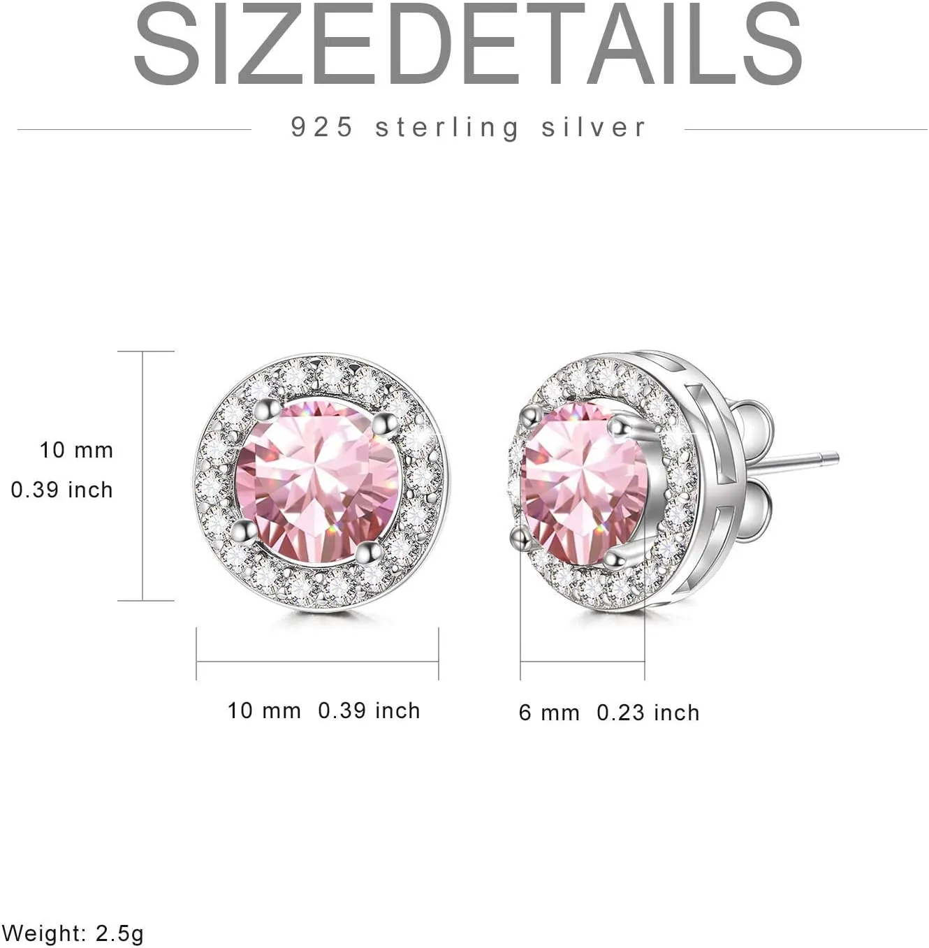 AOBOCO Sterling Silver Halo Earrings with 12 Birthstone Austrian Crystals, Hypoallergenic Stud Earrings for Women, Perfect for Anniversary Birthday Wedding Christmas, Beautiful Jewelry Gift for Her