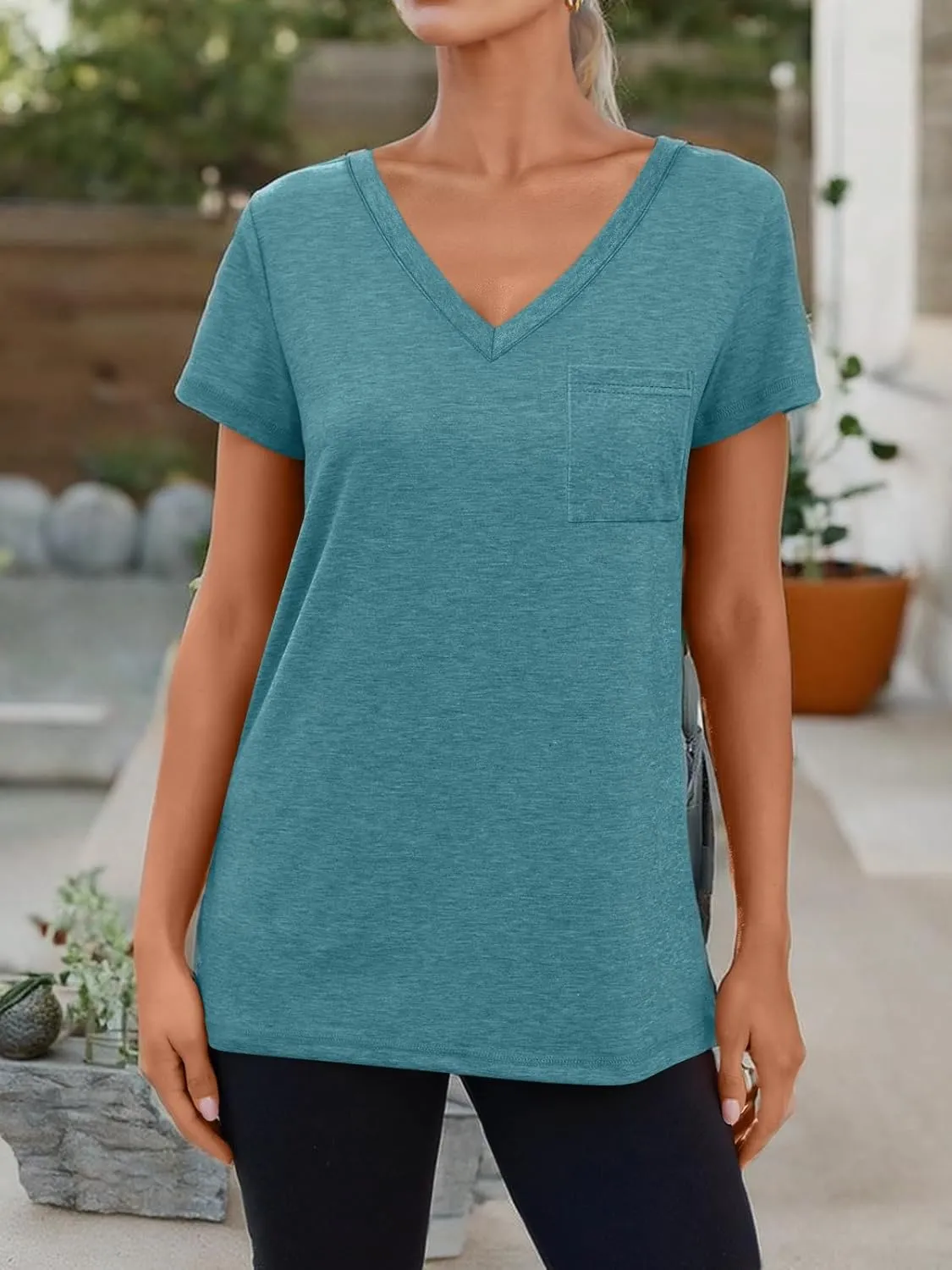 AUTOMET T Shirts for Women Short Sleeve Shirts V Neck Plus Size Summer Tops Casual Beach Vacation Outfits Clothes 2025