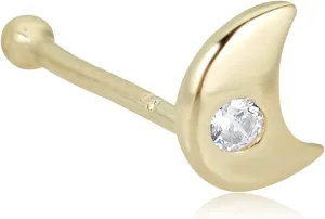 AVORA 14K Gold Simulated Diamond CZ Dainty Crescent Moon Nose Ring Body Jewelry (22 Gauge)