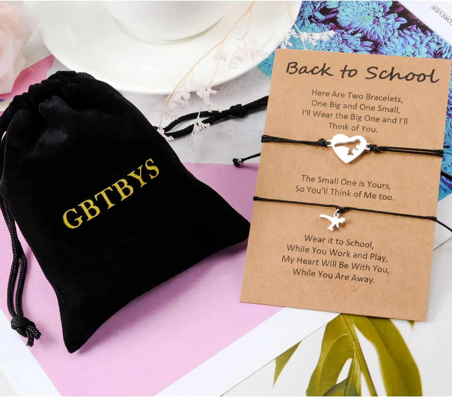 Back to School Gifts Mommy and Me Bracelet First Day of School Matching Wish Bracelets Set for Mother Daughter Son Women Teen Girls Boys Jewelry Gift