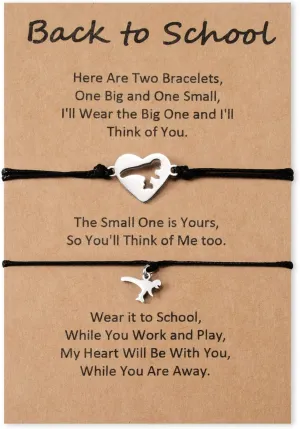 Back to School Gifts Mommy and Me Bracelet First Day of School Matching Wish Bracelets Set for Mother Daughter Son Women Teen Girls Boys Jewelry Gift