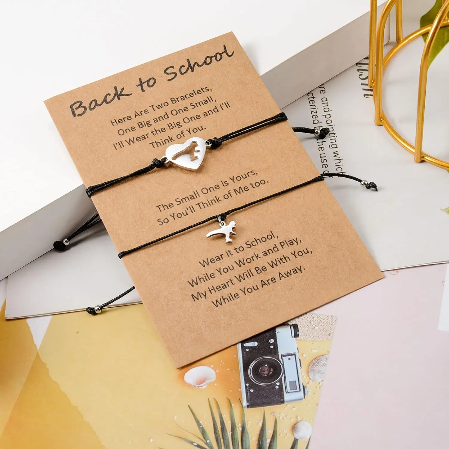 Back to School Gifts Mommy and Me Bracelet First Day of School Matching Wish Bracelets Set for Mother Daughter Son Women Teen Girls Boys Jewelry Gift