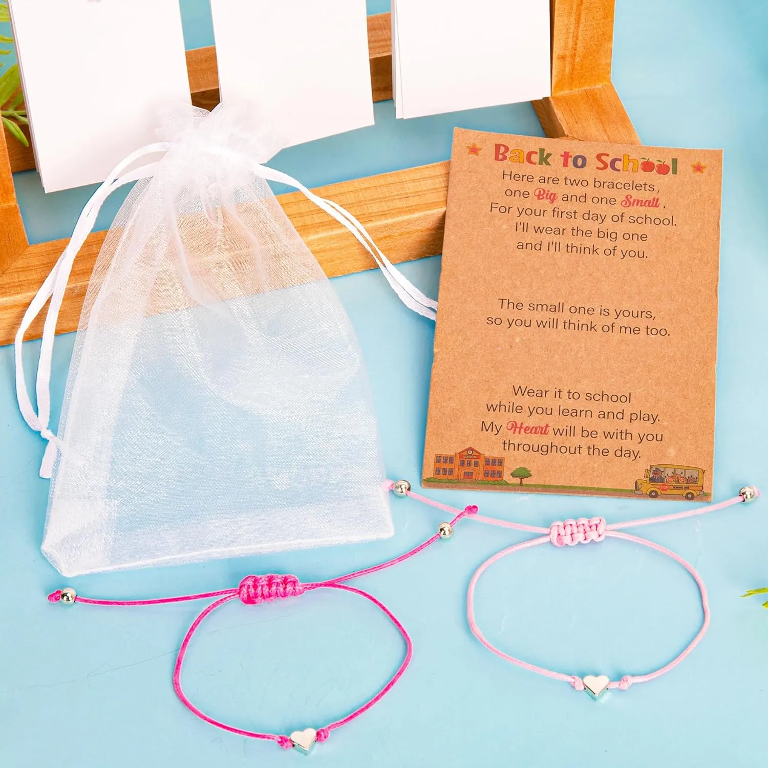 Back to School Supplies, Back to School Bracelet Mommy and Me, Prek Matching Wish Bracelets Set, Adjustable Bracelet for Boys Girls Gifts Stuff Bulk