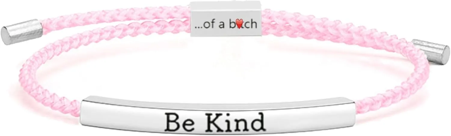 Be Kind of a B Tube Bracelet, Adjustable Hand Bradied Wrap Stainless Steel Handmade Engraved Inspirational Bracelet for Women To My Daughter/Best Friend Inspirational Jewelry