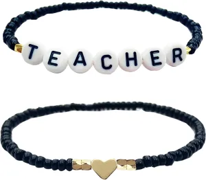 Beaded Teacher Bracelet for Women Teacher Appreciation Gifts Bracelet Love Teach Inspire Beaded Teacher Bracelets Appreciation Gifts