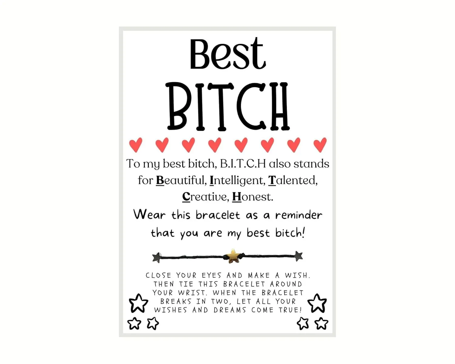 Best BITCH, Galentines Day Gift, Galentine Wish Bracelet, Gal Pal Friend Wish Bracelet, Galentine Party Favor, Celebrate Friendship, Bestie Wish Bracelet, Make A Wish, Galentine's Day Gift, Funny Card