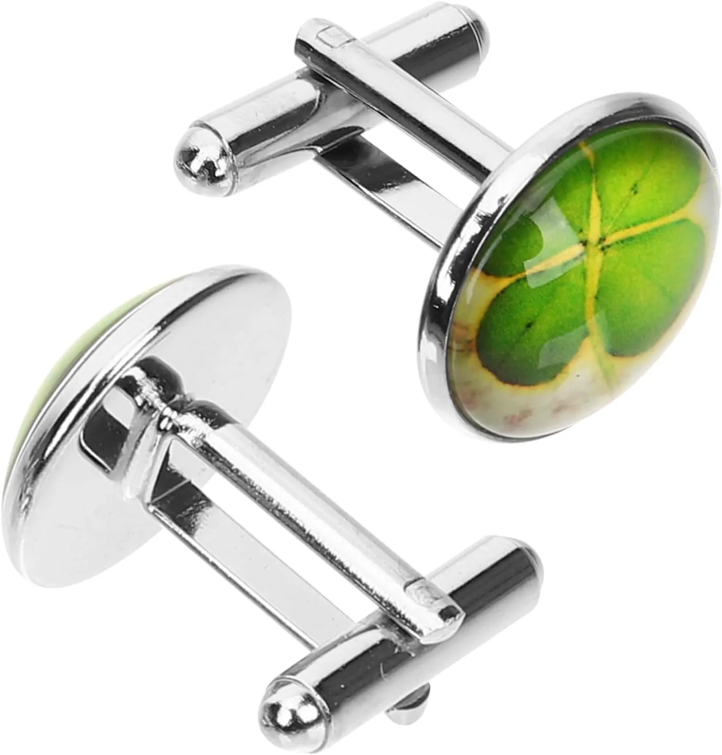 BESTYASH 2pcs Clover Cuff Links Shirts Cufflinks Decorative Cufflinks Men Clothing Accessories